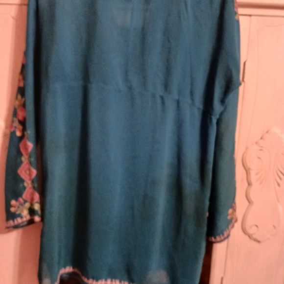 Johnny Was Blue Embroidered Tunic Top - Picture 7 of 7